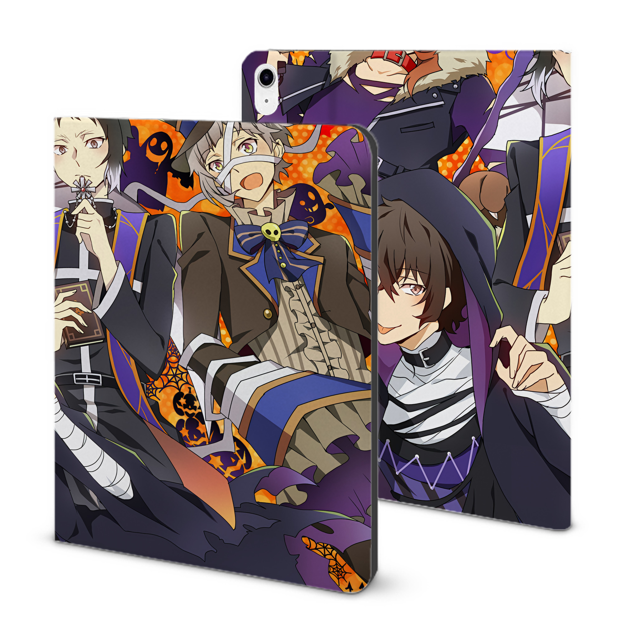 （画像用） 文豪ストレイドッグス Bungo Stray Dogs IPad ケース ブック型 PUレザー TPU 耐衝撃 軽量 薄型 ペン収納なし 全面保護 IPad 各モデル対応